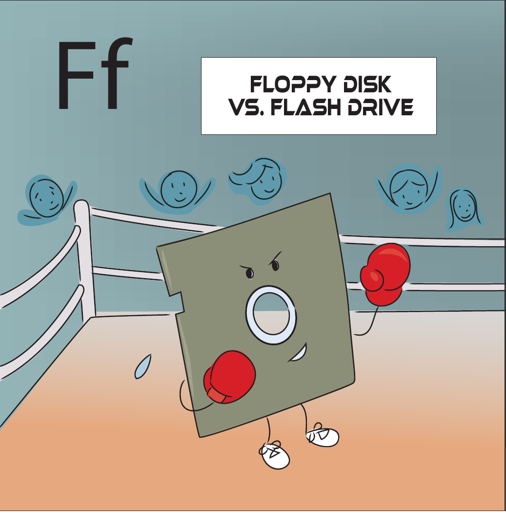 Actual Floppy disk versus Flash drive Ff book page