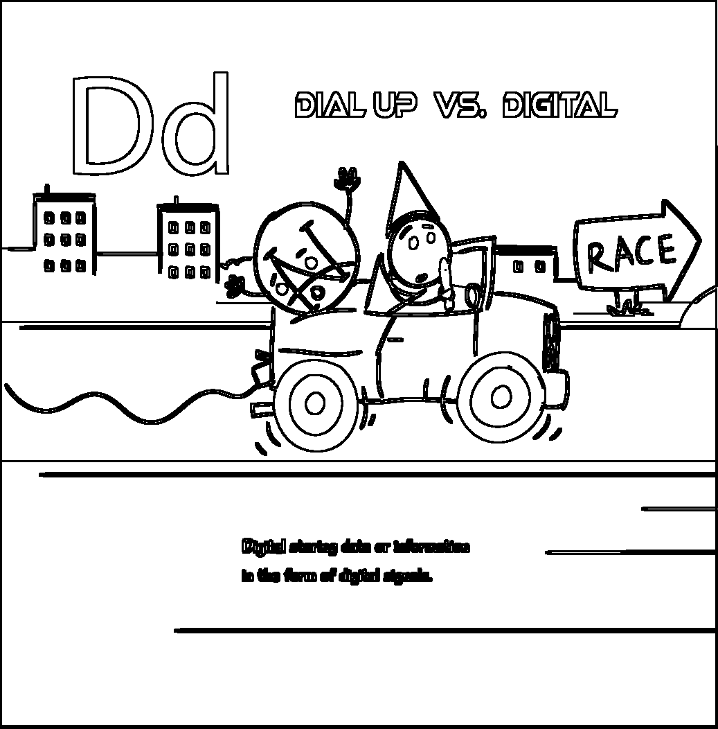 Dial-up vs Digital printable coloring page
