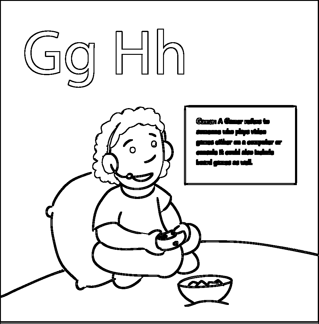 Gamer printable coloring page