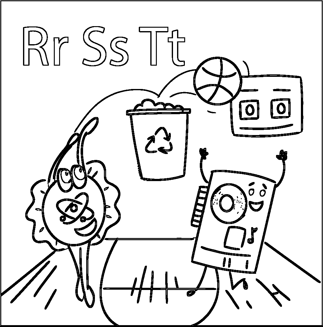 Recycle Bin / Sound Card / Technology printable coloring page