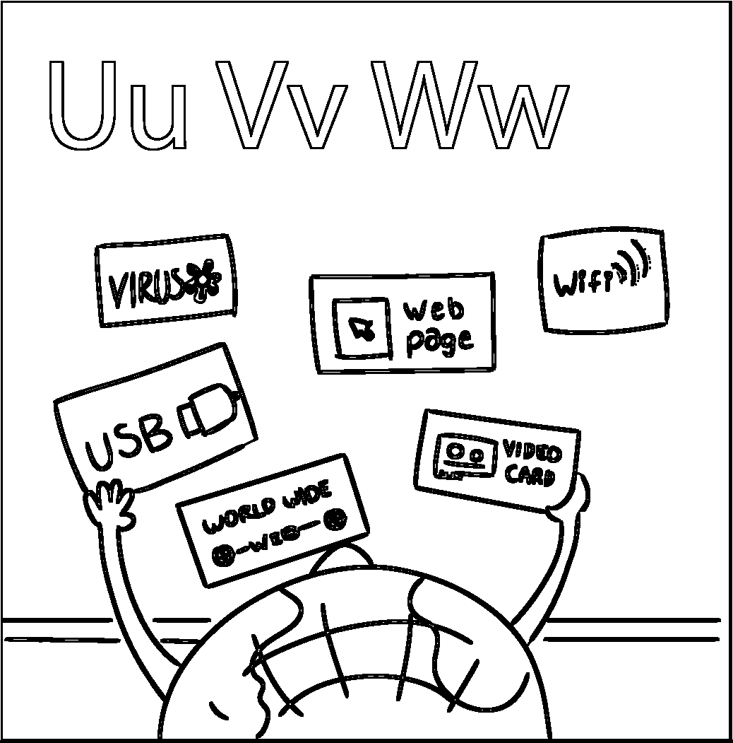 USB / Video Card / Web printable coloring page