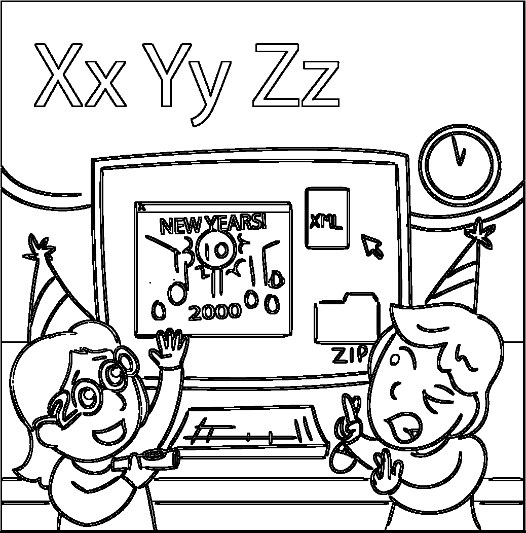 XML / Y2K / YouTube / Zip printable coloring page
